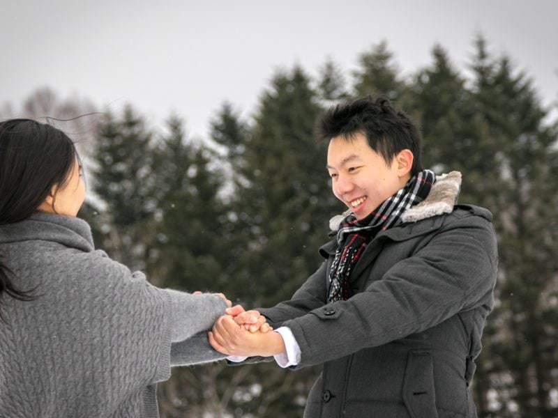 Enjoying their engagement shoot