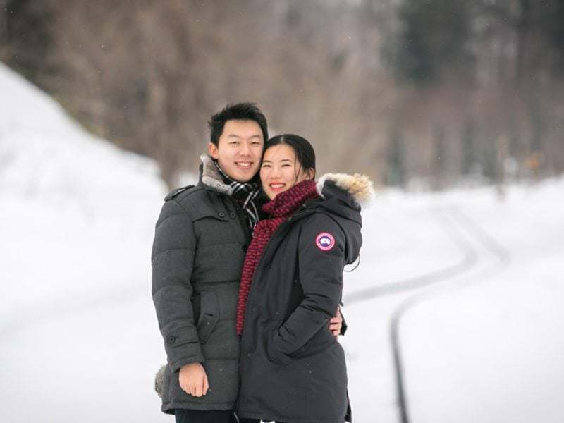 Happiness on their engagement shoot in Niseko
