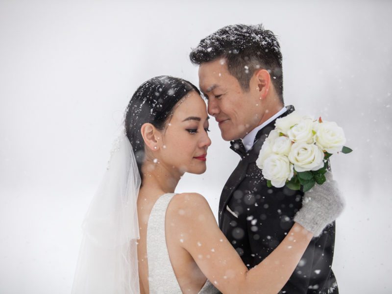 Ti and Fay on their pre-wedding shoot in Niseko