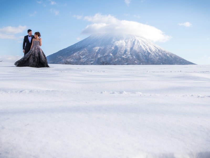 Pre wedding shoot in Niseko with Mt Yotei